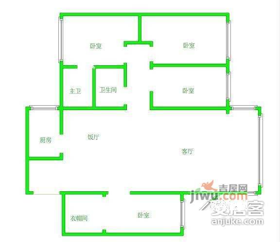 云庭苑4室2厅2卫180㎡户型图