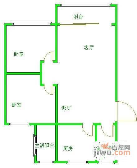 金泉阳光畅新苑2室2厅1卫77㎡户型图