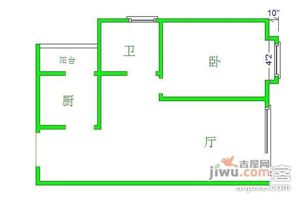 金泉阳光畅新苑1室1厅1卫54㎡户型图