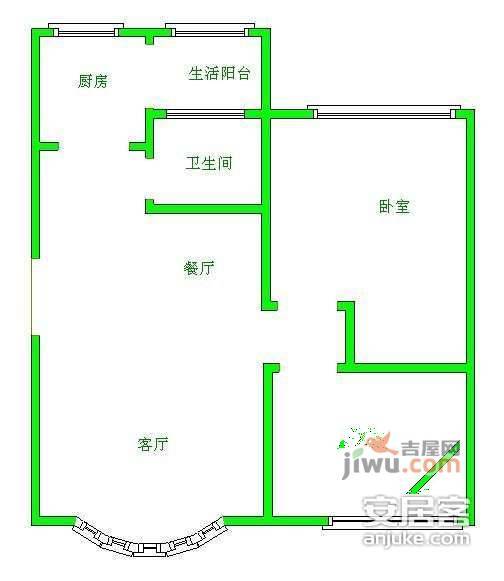 金泉阳光畅新苑2室1厅1卫76㎡户型图