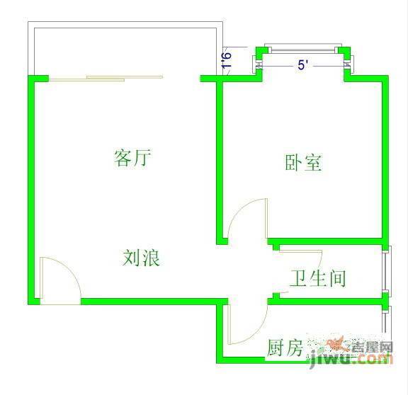 泉水北苑1室1厅1卫户型图