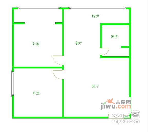 华明庭院2室2厅1卫98㎡户型图