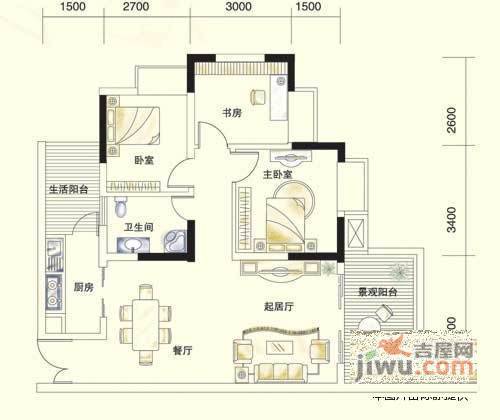 宏信南樾3室2厅2卫109㎡户型图