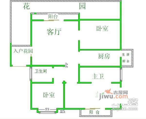 麓山国际帕萨迪纳2组3室2厅2卫138㎡户型图