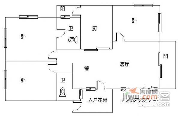 麓山国际帕萨迪纳2组3室2厅2卫138㎡户型图