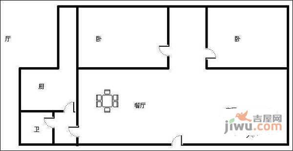 翔宇苑2室2厅1卫104㎡户型图