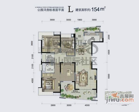 麓山国际茵特拉肯3室2厅2卫154㎡户型图