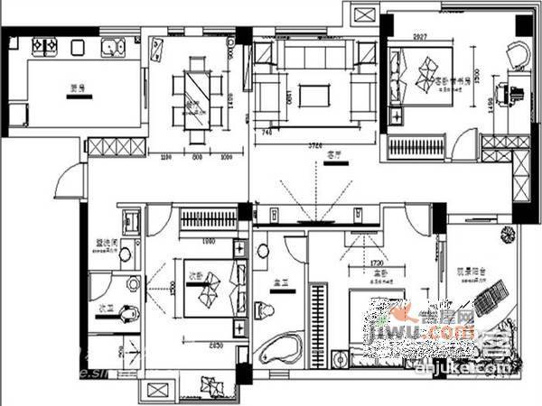 蔚蓝卡地亚5室3厅3卫418㎡户型图