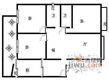 绿杨新村3室2厅2卫145㎡户型图