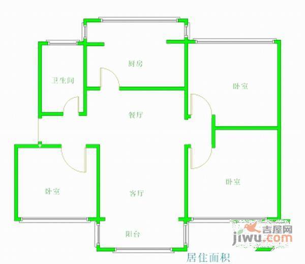 星河小区3室2厅1卫93㎡户型图