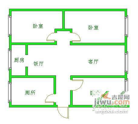 星河小区3室2厅1卫93㎡户型图