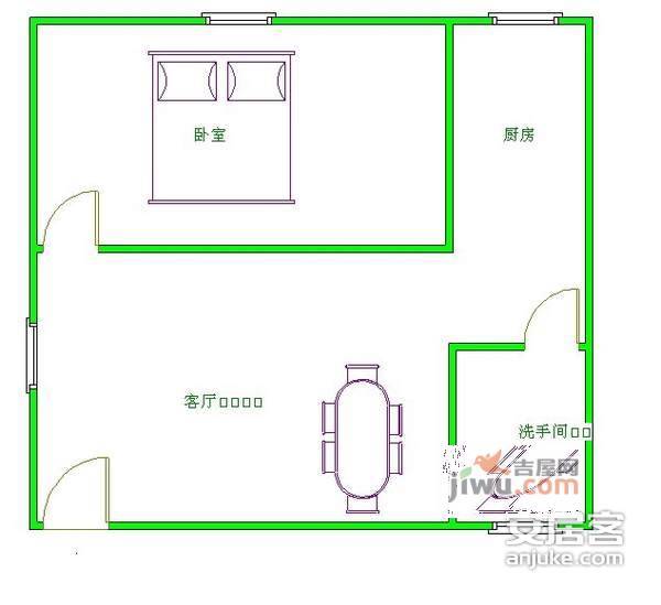 星河小区1室1厅1卫44㎡户型图