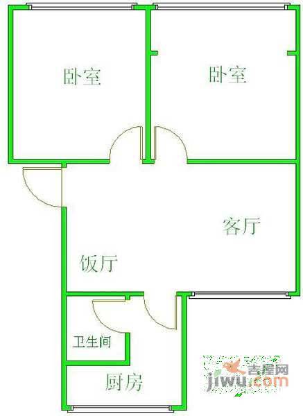 星河小区2室2厅1卫93㎡户型图