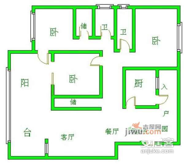 凯莱丽景雅筑3室2厅2卫157㎡户型图