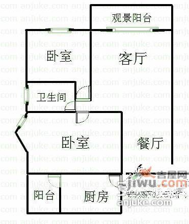 德坤竹韵坊2室2厅1卫74㎡户型图