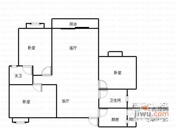 德坤竹韵坊3室2厅2卫134㎡户型图