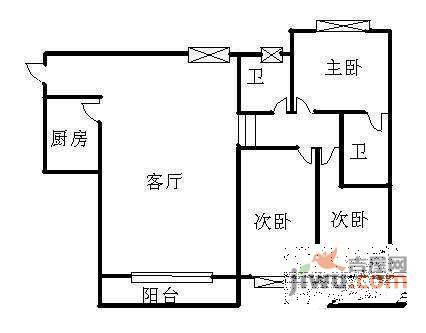 海峡新城一期3室2厅2卫116㎡户型图