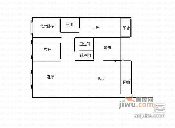 金强柳浪湾小区3室2厅2卫125㎡户型图