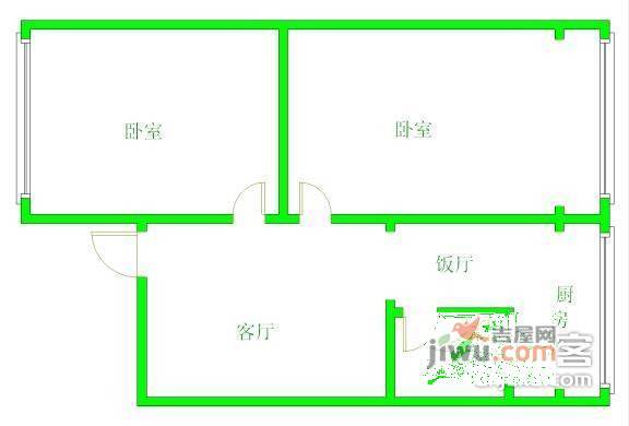 外化成小区2室2厅1卫92㎡户型图