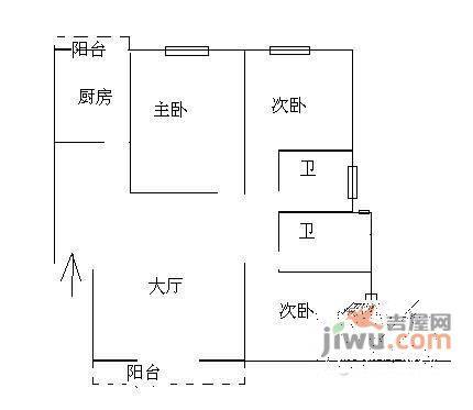 学府美地3室2厅2卫120㎡户型图