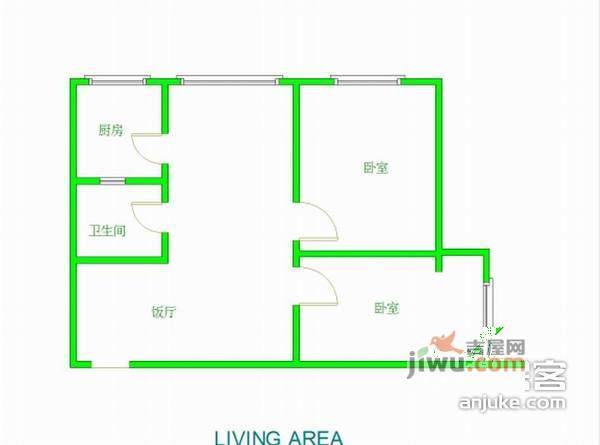 为民路小区2室2厅1卫101㎡户型图