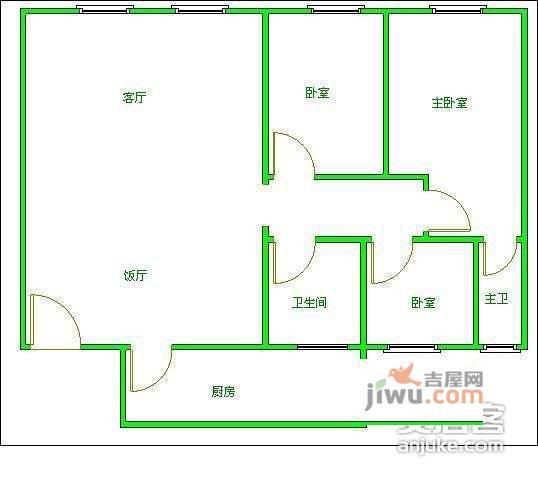 朝阳逸景3室2厅1卫95㎡户型图