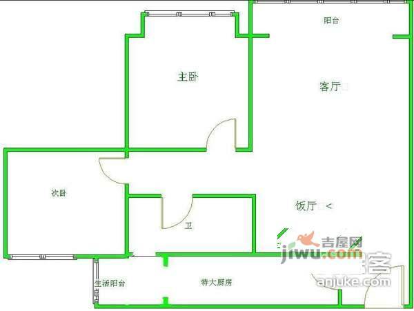 千禧花园2室2厅1卫95㎡户型图