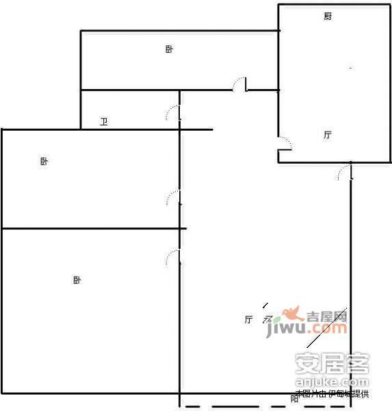 交大北园3室2厅1卫91㎡户型图