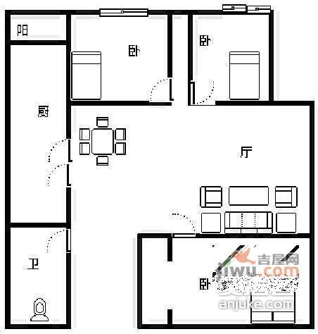 锦绣花园3室2厅1卫户型图