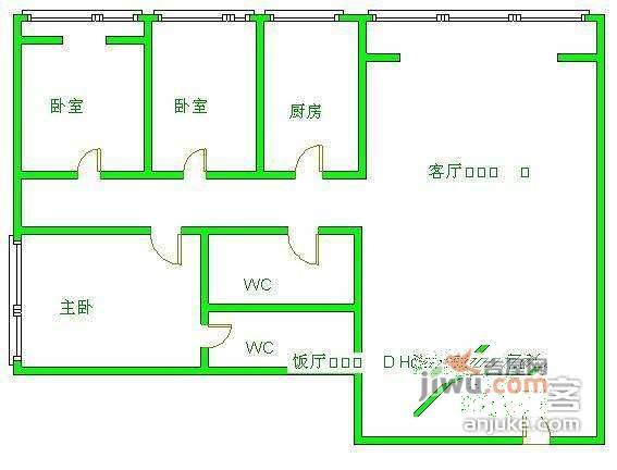 北丽苑3室2厅2卫148㎡户型图