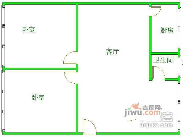 光荣西路小区2室2厅1卫81㎡户型图