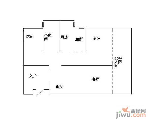锦都花墅3室2厅1卫84㎡户型图