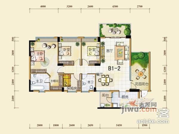 雅居乐花园独栋4室2厅2卫203㎡户型图