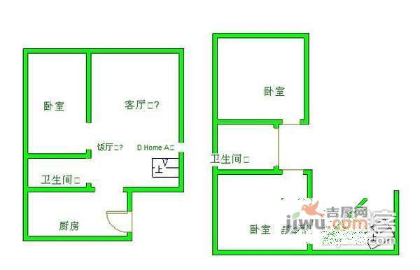 曼哈顿2室2厅1卫户型图