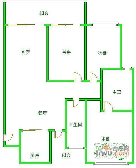 双华麓港3室2厅2卫113㎡户型图