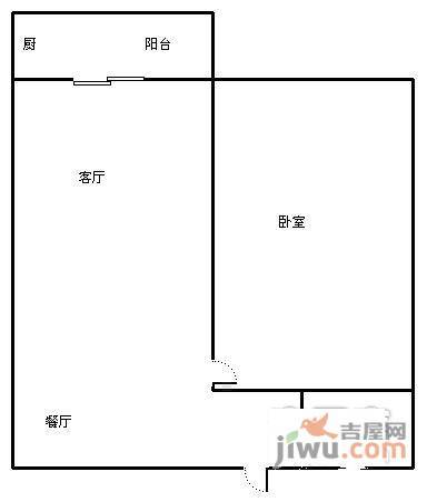 双华麓港1室1厅1卫43㎡户型图