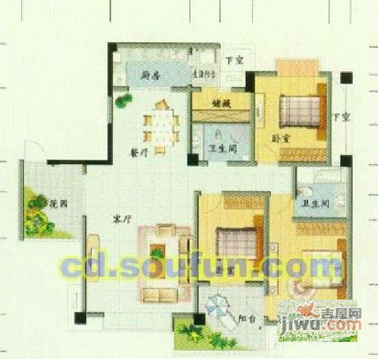 云翔金谷3室2厅2卫147㎡户型图