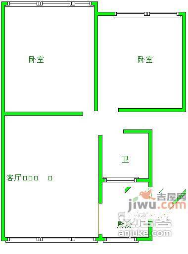 九里堤南路小区2室2厅1卫98㎡户型图