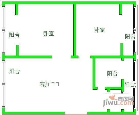 营门口路小区2室1厅1卫52㎡户型图