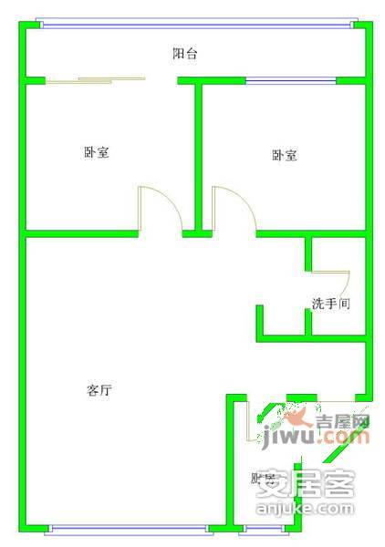 锦鸿西苑2室2厅1卫105㎡户型图