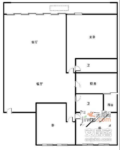 南玻公寓3室2厅2卫178㎡户型图