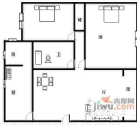 碧园公寓2室2厅2卫102㎡户型图