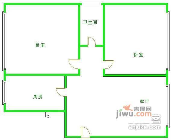 华油路小区2室2厅1卫99㎡户型图