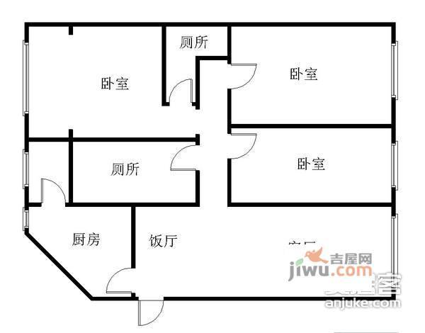 千和茗居3室2厅2卫126㎡户型图