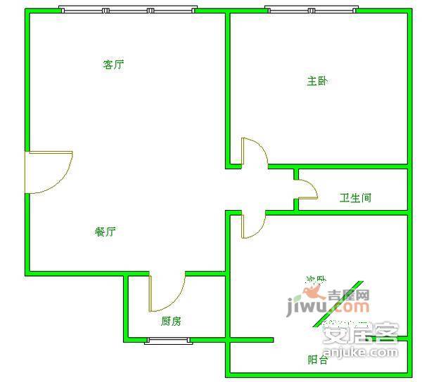 千和茗居2室2厅1卫86㎡户型图