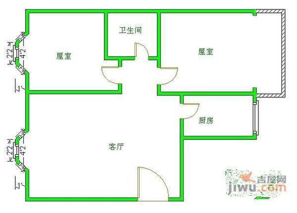 千和茗居2室2厅1卫86㎡户型图