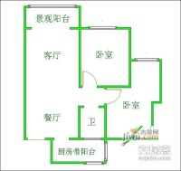 东篱居二期2室2厅1卫85㎡户型图