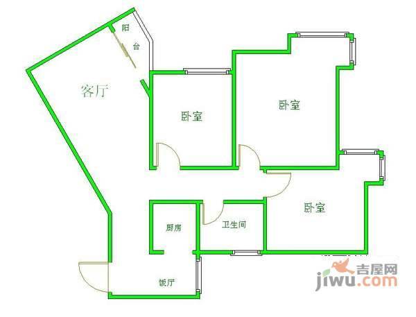 名品佳尚锦城3室2厅1卫123㎡户型图