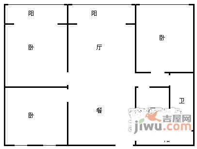 光荣北路小区3室2厅1卫107㎡户型图