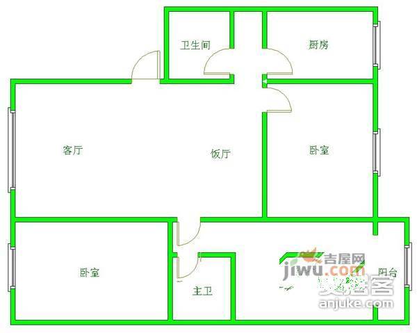 紫荆嘉苑3室2厅2卫170㎡户型图